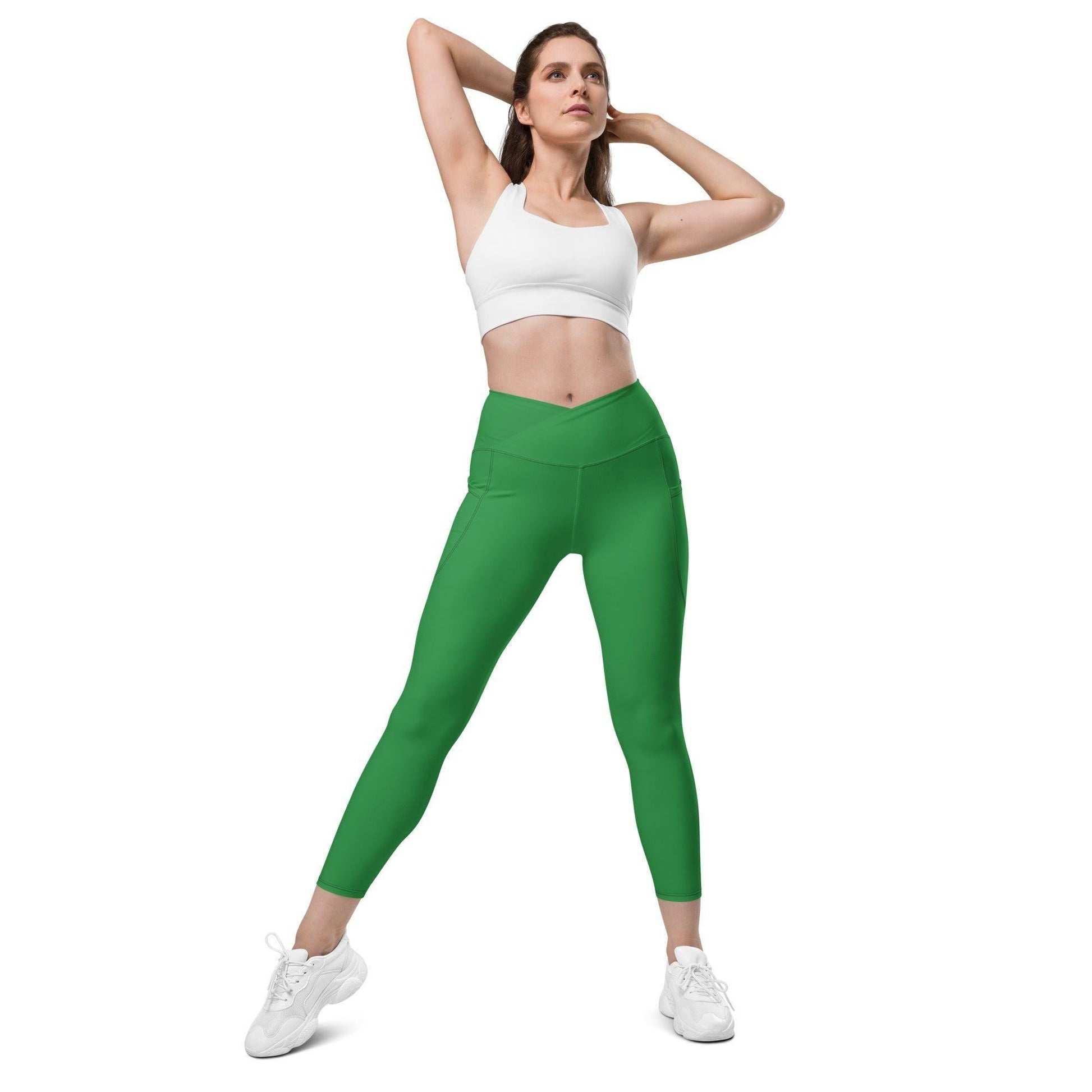 Sea Green Damen V-Bund Leggings mit Taschen V-Bund Leggings JLR Design