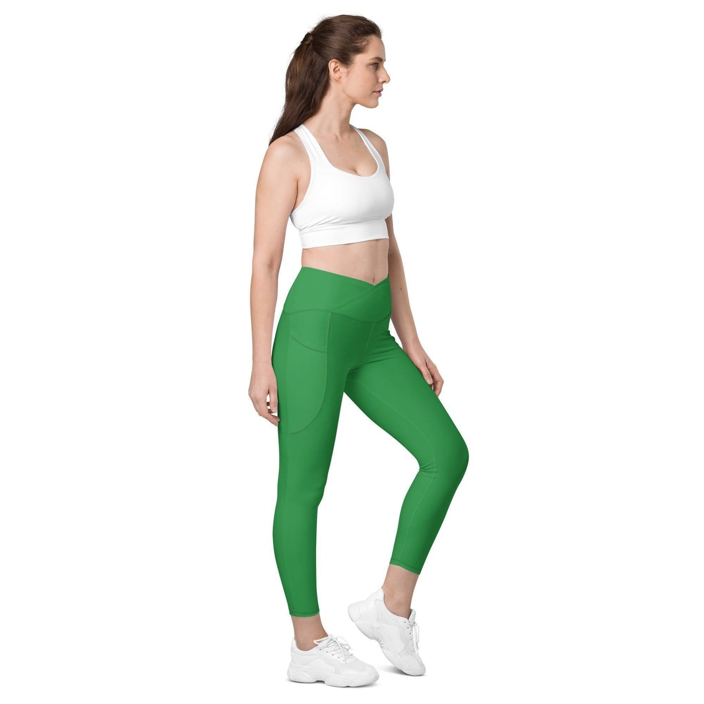 Sea Green Damen V-Bund Leggings mit Taschen V-Bund Leggings JLR Design