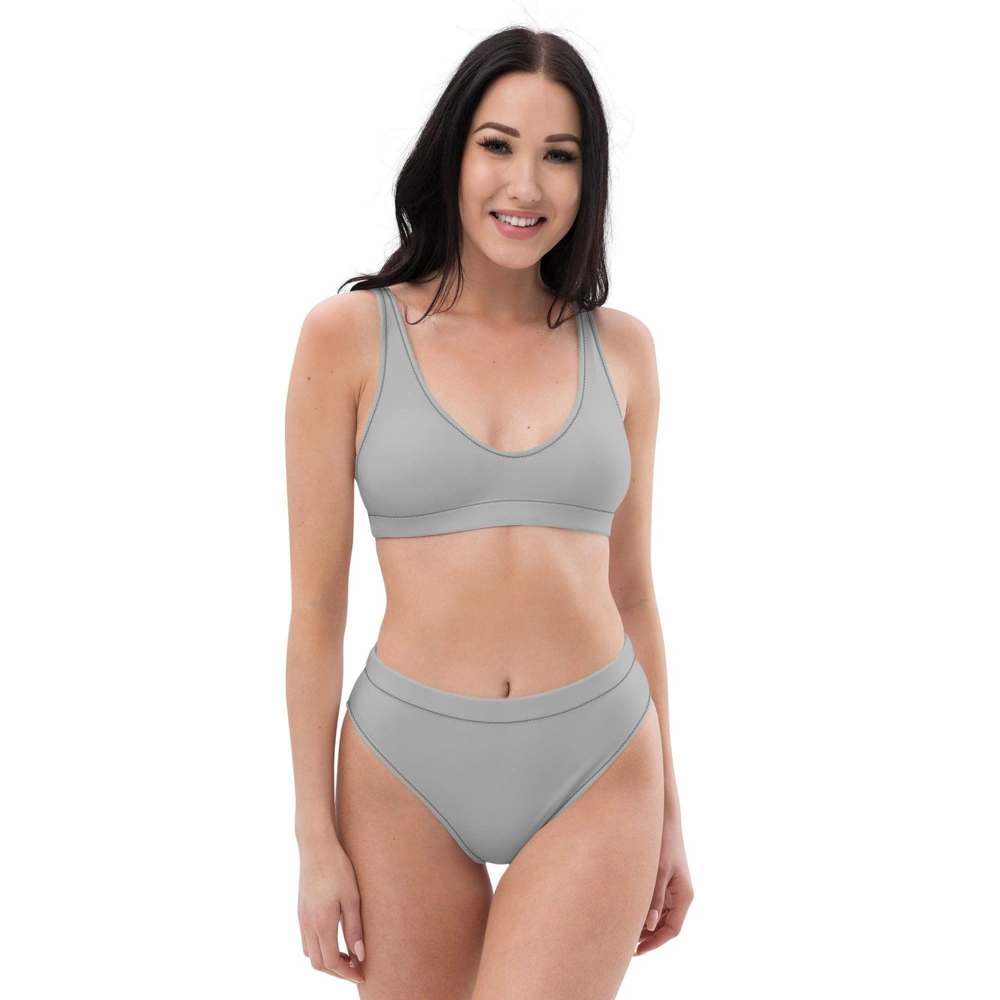 Silberner High Waist Bikini Bikini 49.99 Bikini, Design, einfarbig, Einlagen, Elastan, Fashion, GRS, High, Mode, Passform, Polyester, silber, silver, Style, UPF50, Waist, zweilagig, zweitilig, Ökotex JLR Design