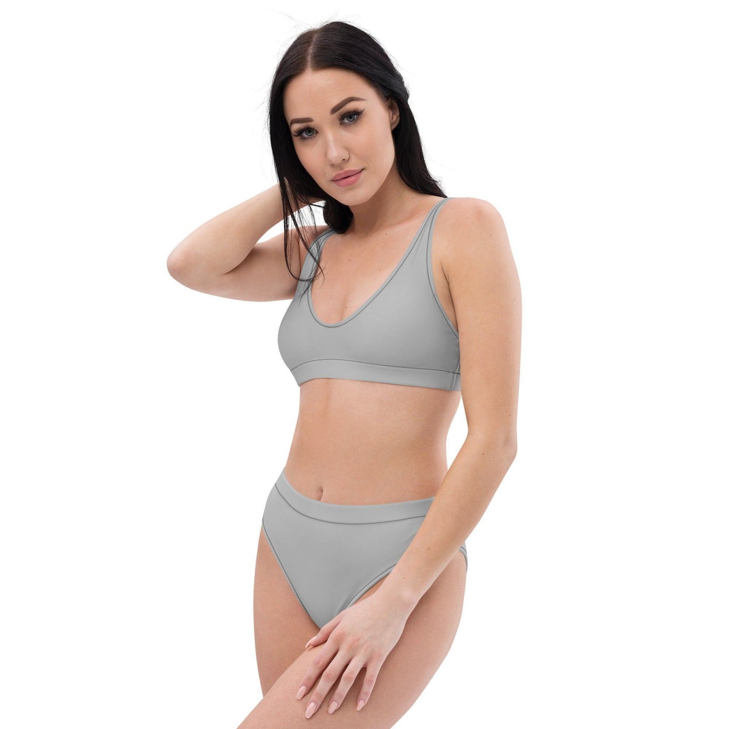 Silberner High Waist Bikini Bikini 49.99 Bikini, Design, einfarbig, Einlagen, Elastan, Fashion, GRS, High, Mode, Passform, Polyester, silber, silver, Style, UPF50, Waist, zweilagig, zweitilig, Ökotex JLR Design