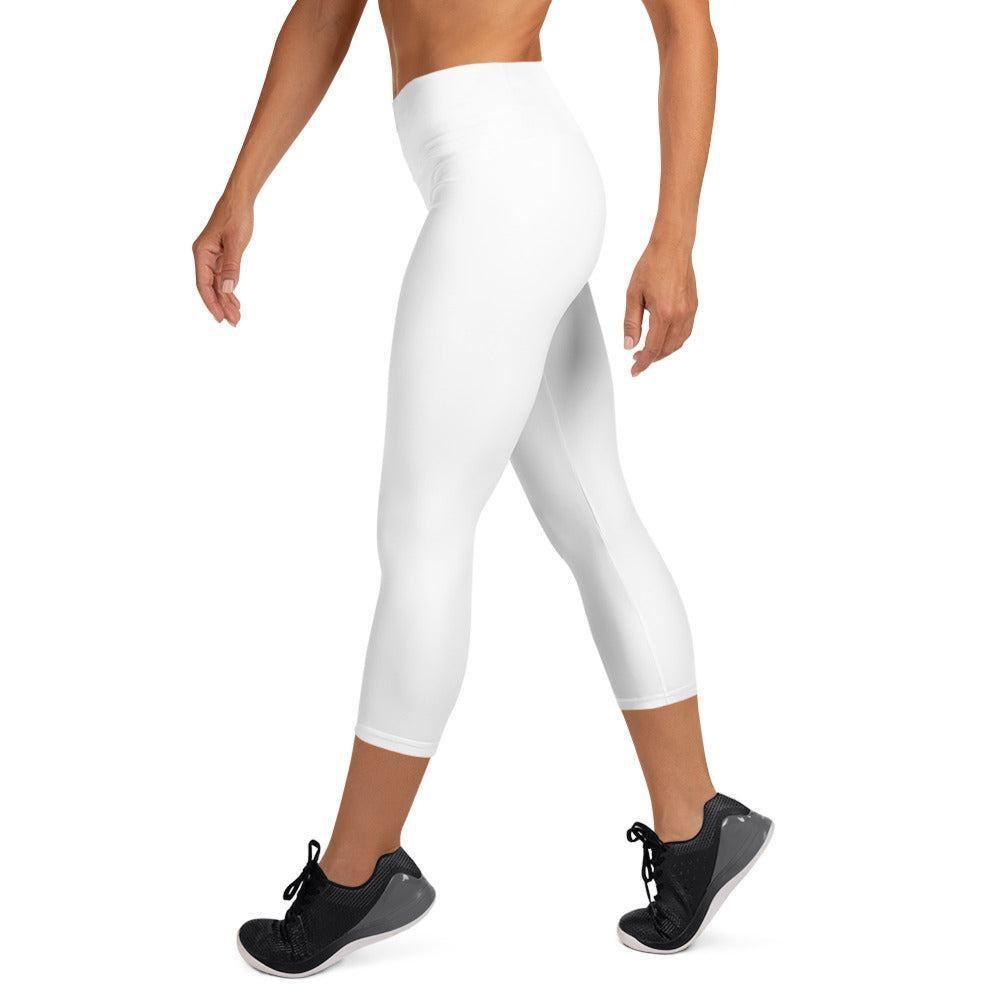 Weiße Damen Yoga Capri Leggings Yoga Capri Leggings 49.99 Bewebungsfreiheit, Bewegung, Bund, Capri, Damen, Design, einfarbig, Elastan, Fashion, Fitness, Fitnessstudio, Flacher, Gummizug, Gym, hochwertig, Körper, Leggings, Material, Mode, Polyester, Saum, Session, Sport, Streetwear, Style, USF50, Vier-Wege-Stretch, Wadenlang, weiß, white, Yoga JLR Design