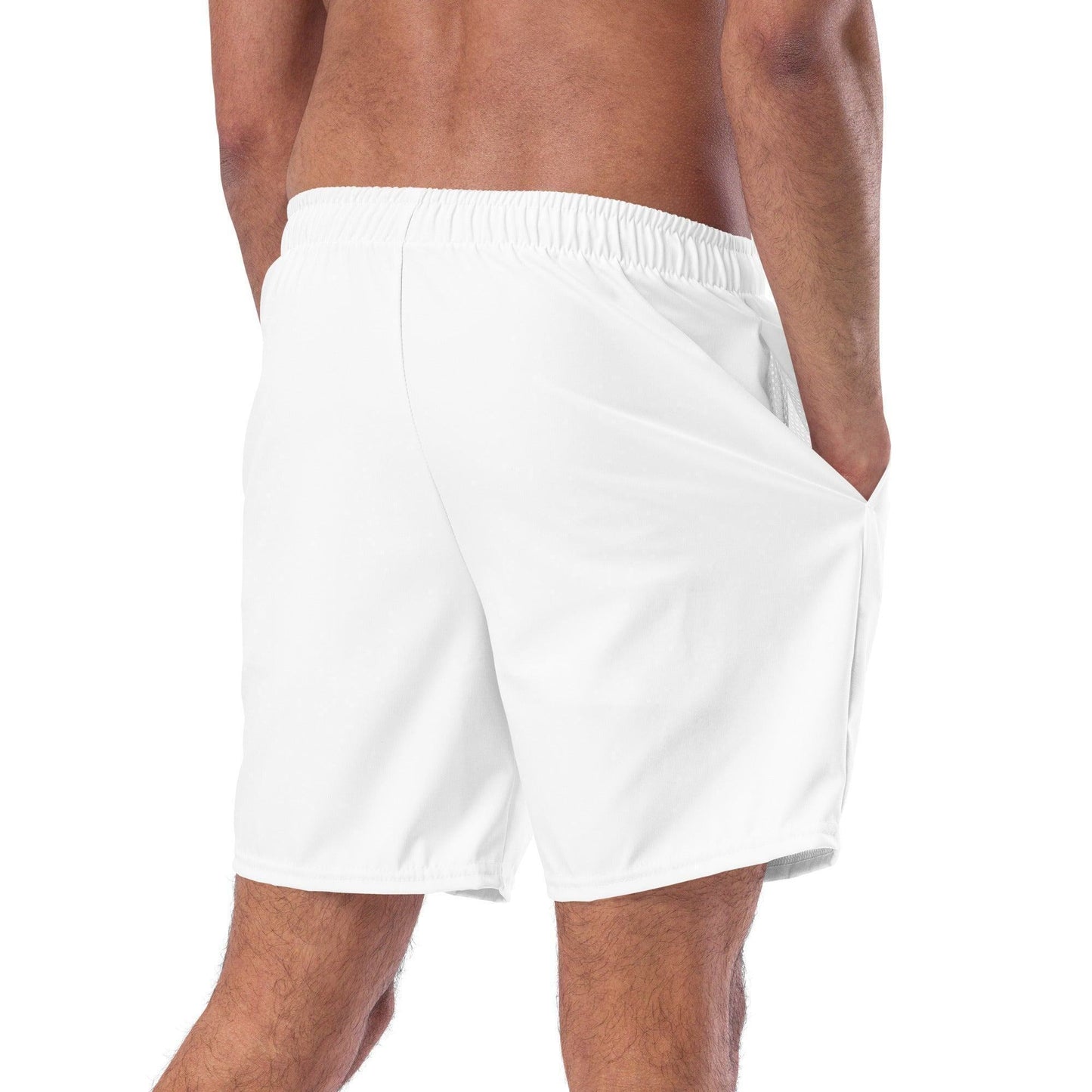 Weiße Herren Badehose Badehose 59.99 Badehose, Badevergnügen, einfarbig, Elastan, Herren, Hüftband, Innenfutter, Komfort, Kordelzug, Mann, Männer, Passform, Polyester, Pool, recycelt, Scheuerschutz, See, trocknend, weiß, white JLR Design