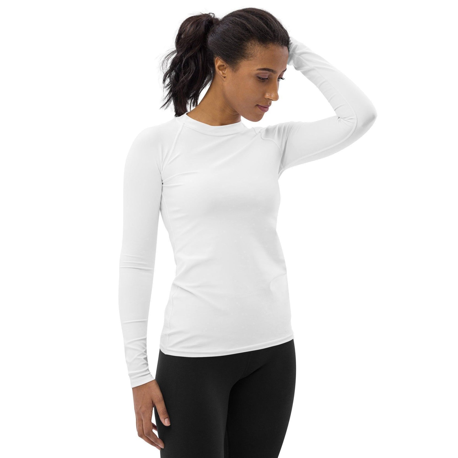 Weißes Damen Rash Guard Rash Guard 54.99 4-Wege, Atmungsaktiv, Badebekleidung, bequem, einfarbig, Elastan, Feminin, Flachnaht, Guard, Hautschutz, Kompression, Langarm, Langarmshirt, Männermode, Outdoor, Polyester, Rash, Sand, Schwimmen, Sonnenschutz, Sportbekleidung, Strandmode, Stretchstoff, Surfen, trocknend, Wassersport, weiß, white, Wind JLR Design