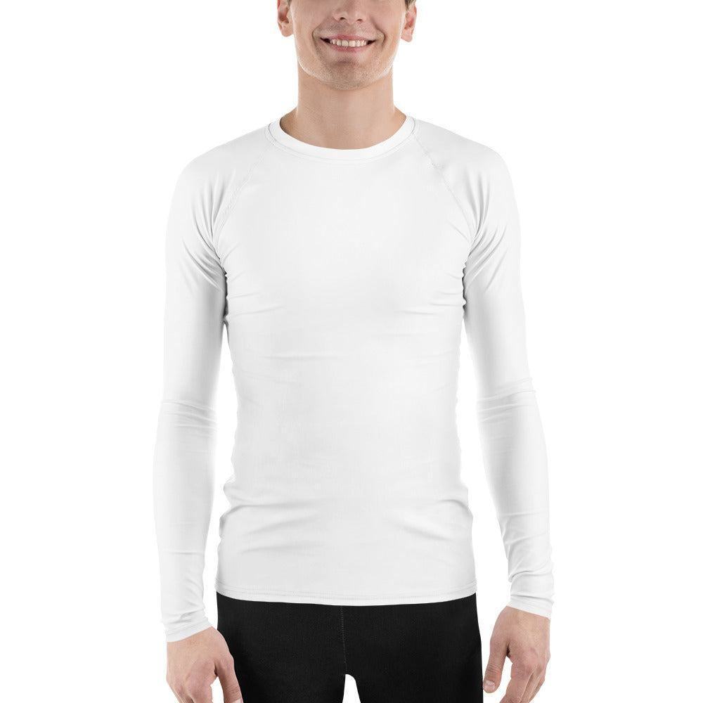 Weißes Herren Rash Guard Rash Guard 54.99 4-Wege, Atmungsaktiv, bequem, einfarbig, Elastan, Flachnaht, Guard, Hautschutz, Kompression, Langarmshirt, Männermode, Outdoor, Polyester, Rash, Sand, Schwimmen, Sonnenschutz, Sportbekleidung, Strandmode, Stretchstoff, Surfen, trocknend, Wassersport, weiß, white, Wind JLR Design