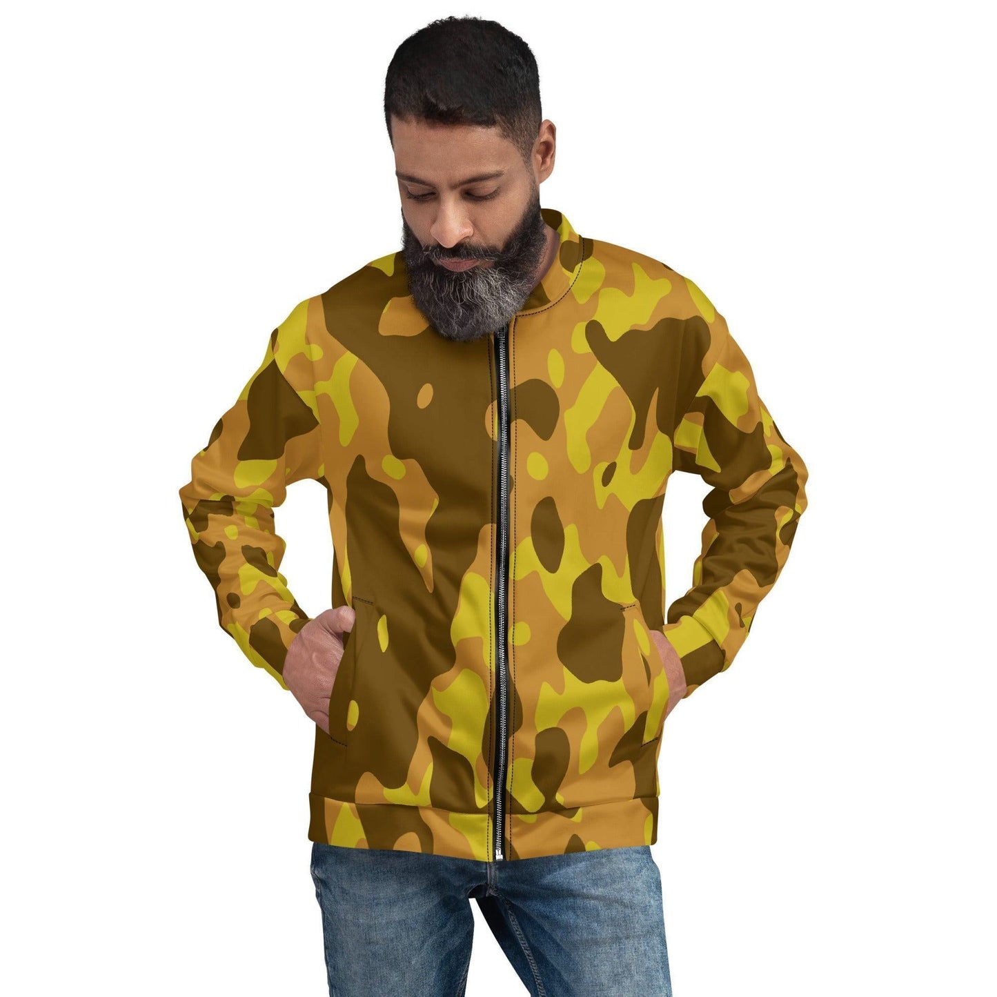 Yellow Camouflage Bomberjacke Bomberjacke 79.99 abgesetzte, Begleiter, Bomberjacke, Camo, Camouflage, casual, Damen, elastische, Fleece, Frau, gebürstetem, Gelb, Have, Herren, Innenseite, Kleidungsstück, Mann, Must, Nackenband, Outfit, Passform, Pattern, Polyester, praktisch, Reißverschluss, robustes, Silbener, stilvoll, Stoff, streetwear, Taille, Tarnmuster, Taschen, Unisex, vielseitiger, Yellow, YKK, Überwendlichnähte JLR Design