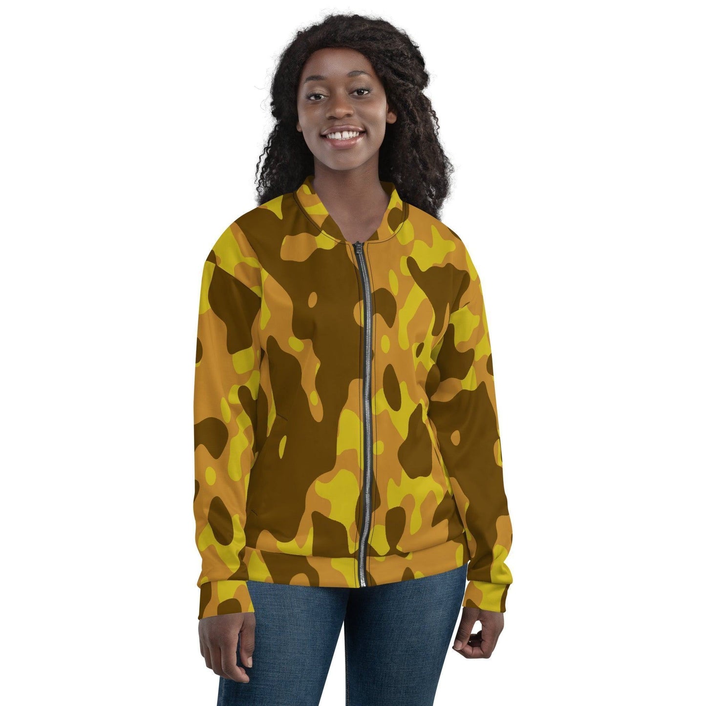 Yellow Camouflage Bomberjacke Bomberjacke 79.99 abgesetzte, Begleiter, Bomberjacke, Camo, Camouflage, casual, Damen, elastische, Fleece, Frau, gebürstetem, Gelb, Have, Herren, Innenseite, Kleidungsstück, Mann, Must, Nackenband, Outfit, Passform, Pattern, Polyester, praktisch, Reißverschluss, robustes, Silbener, stilvoll, Stoff, streetwear, Taille, Tarnmuster, Taschen, Unisex, vielseitiger, Yellow, YKK, Überwendlichnähte JLR Design