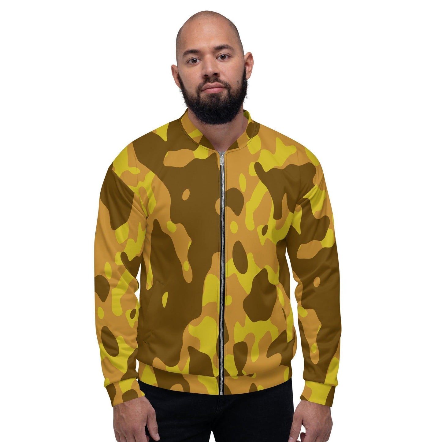 Yellow Camouflage Bomberjacke Bomberjacke 79.99 abgesetzte, Begleiter, Bomberjacke, Camo, Camouflage, casual, Damen, elastische, Fleece, Frau, gebürstetem, Gelb, Have, Herren, Innenseite, Kleidungsstück, Mann, Must, Nackenband, Outfit, Passform, Pattern, Polyester, praktisch, Reißverschluss, robustes, Silbener, stilvoll, Stoff, streetwear, Taille, Tarnmuster, Taschen, Unisex, vielseitiger, Yellow, YKK, Überwendlichnähte JLR Design