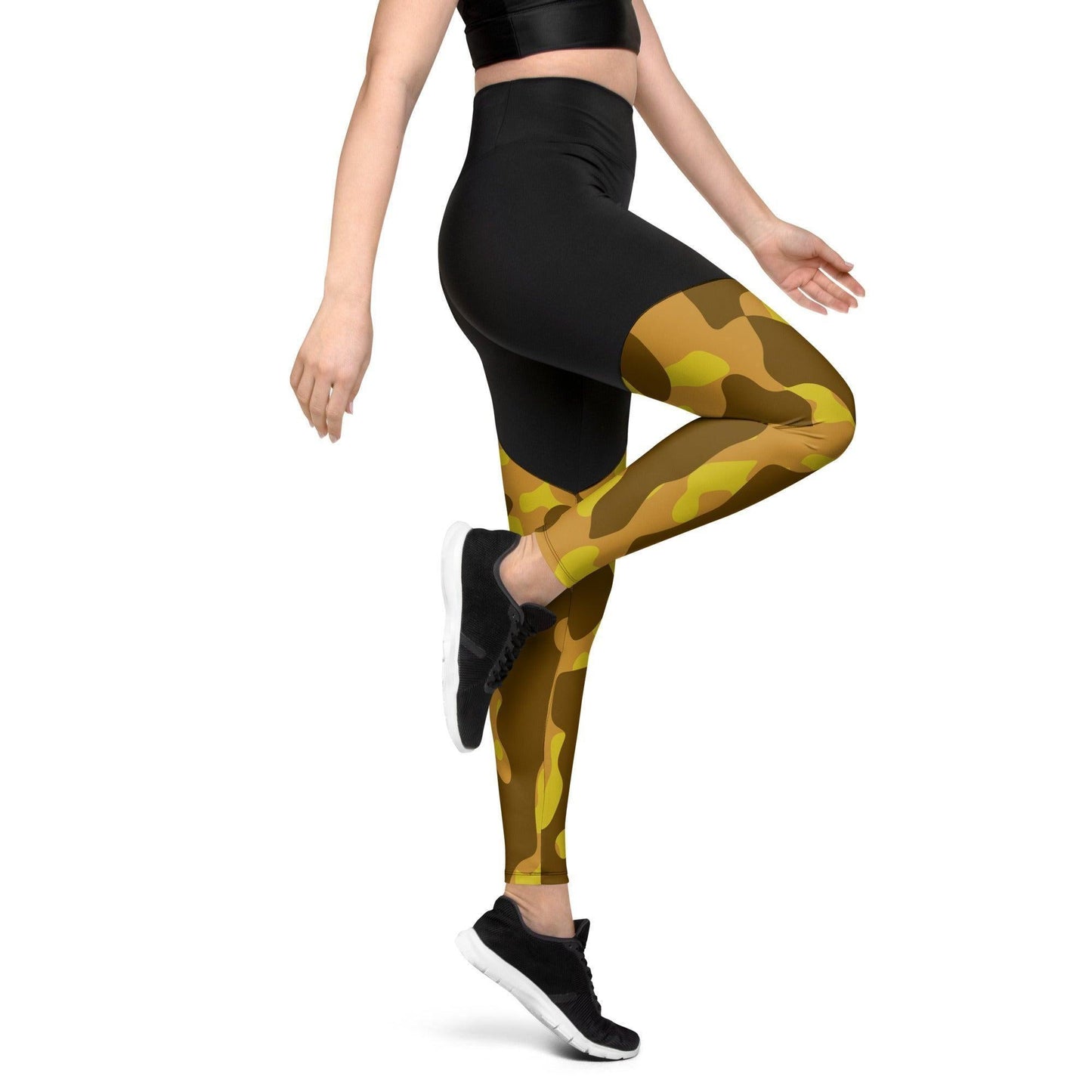 Yellow Camouflage Damen Sport Leggings -- Yellow Camouflage Damen Sport Leggings - undefined Sport Leggings | JLR Design