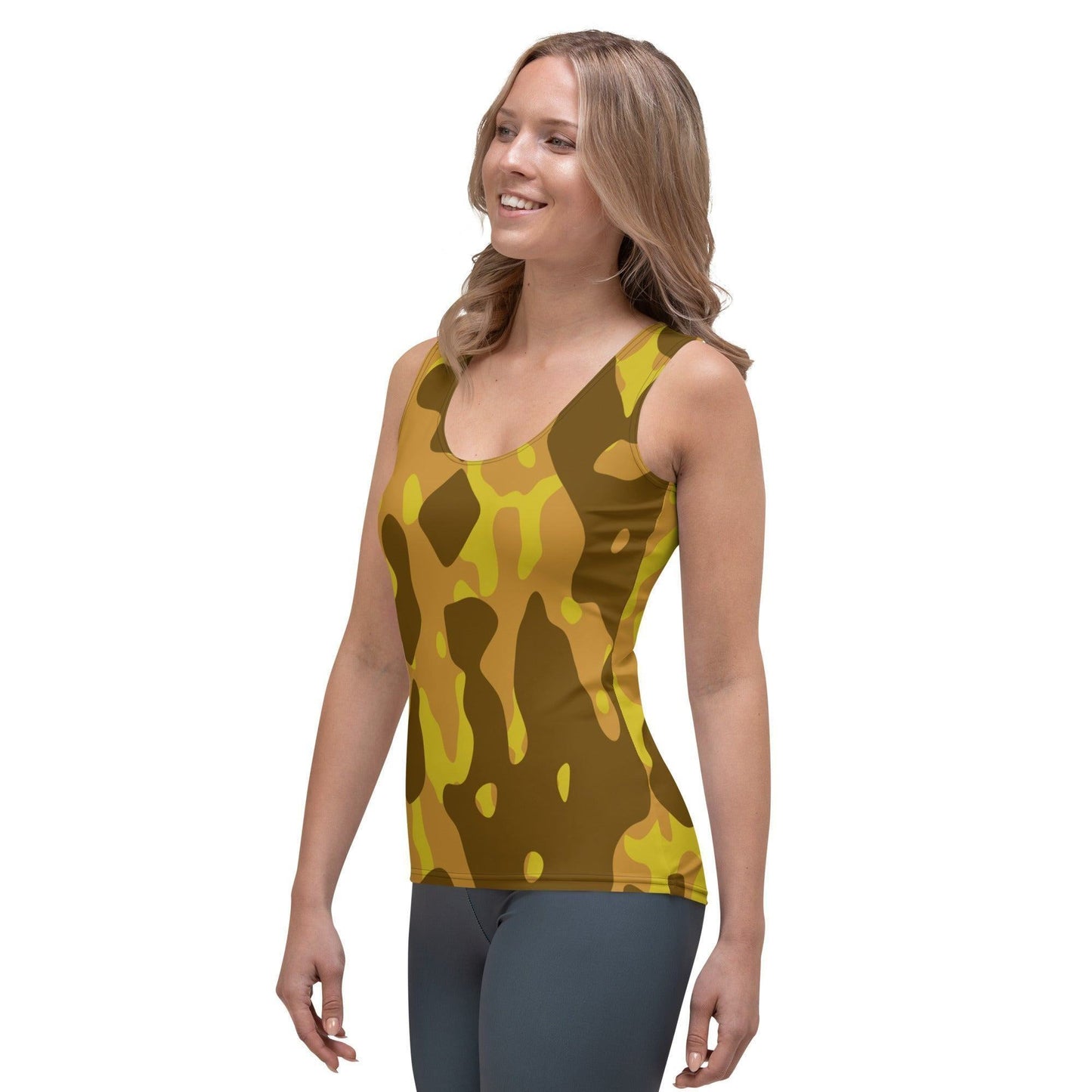 Yellow Camouflage Damen Tank Top Tank Top 44.99 aktiv, angenehmes, atmungsaktiv, Ausschnitt, betont, Bewegungsfreiheit, breite, Camo, Camouflage, Damen, Elastan, enganliegend, Farben, Fashion, Figur, Fitness, Frauen, gelb, Gym, Look, Mikrofasergarn, Mode, Muscle, Musthave, Outfit, Pattern, Polyester, Sommer, Style, Tank, Tarnmuster, Top, Tragegefühl, Training, Träger, verschiedene, yellow JLR Design