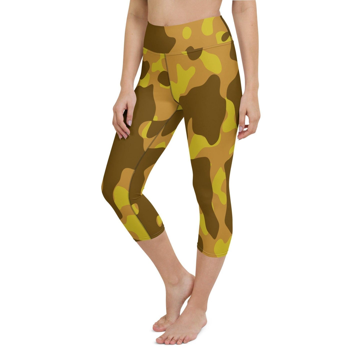 Yellow Camouflage Damen Yoga Capri Leggings Yoga Capri Leggings JLR Design