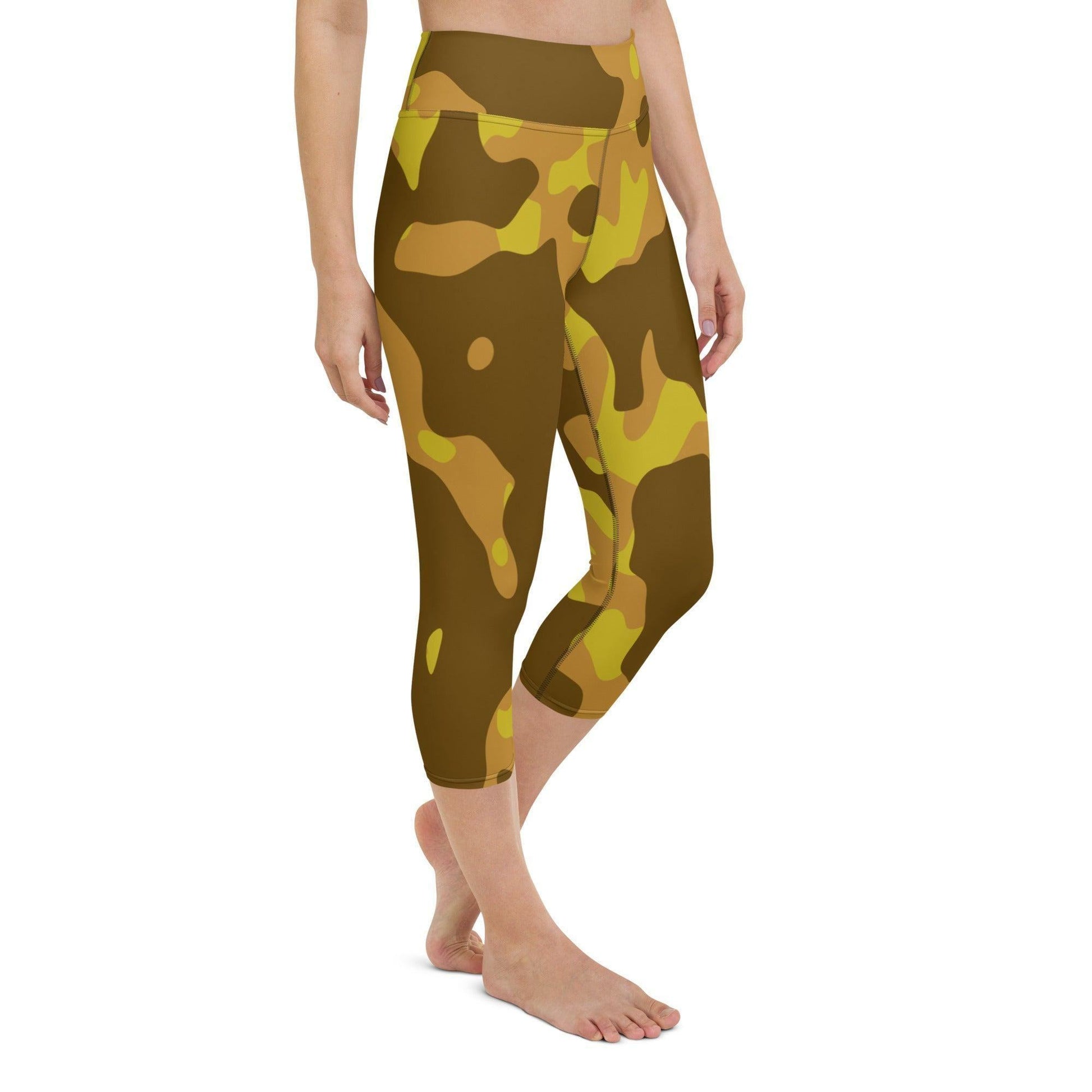 Yellow Camouflage Damen Yoga Capri Leggings Yoga Capri Leggings JLR Design