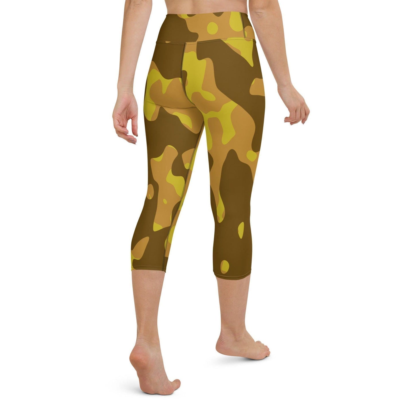 Yellow Camouflage Damen Yoga Capri Leggings Yoga Capri Leggings JLR Design
