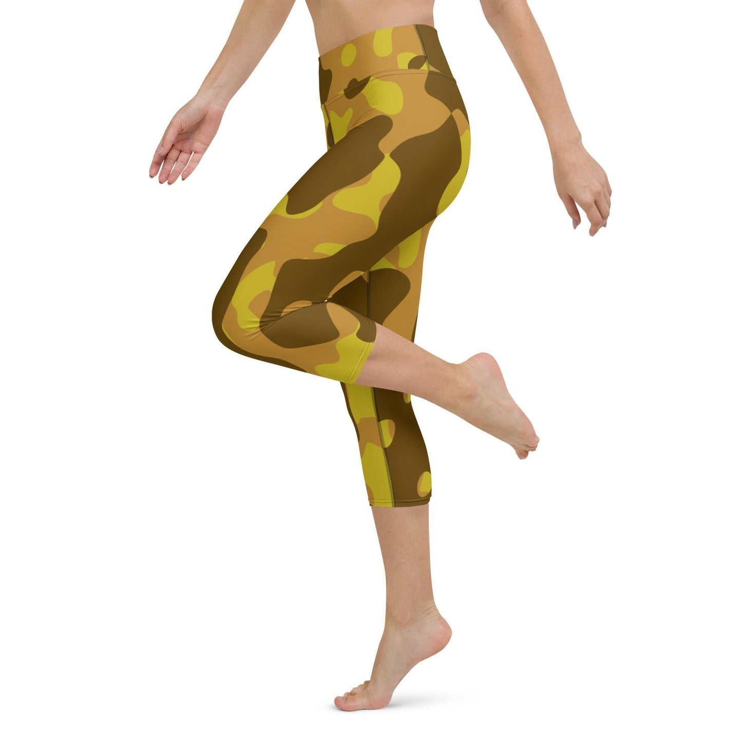 Yellow Camouflage Damen Yoga Capri Leggings Yoga Capri Leggings JLR Design