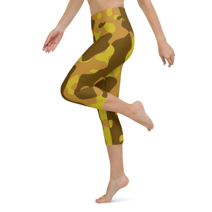 Yellow Camouflage Damen Yoga Capri Leggings Yoga Capri Leggings JLR Design