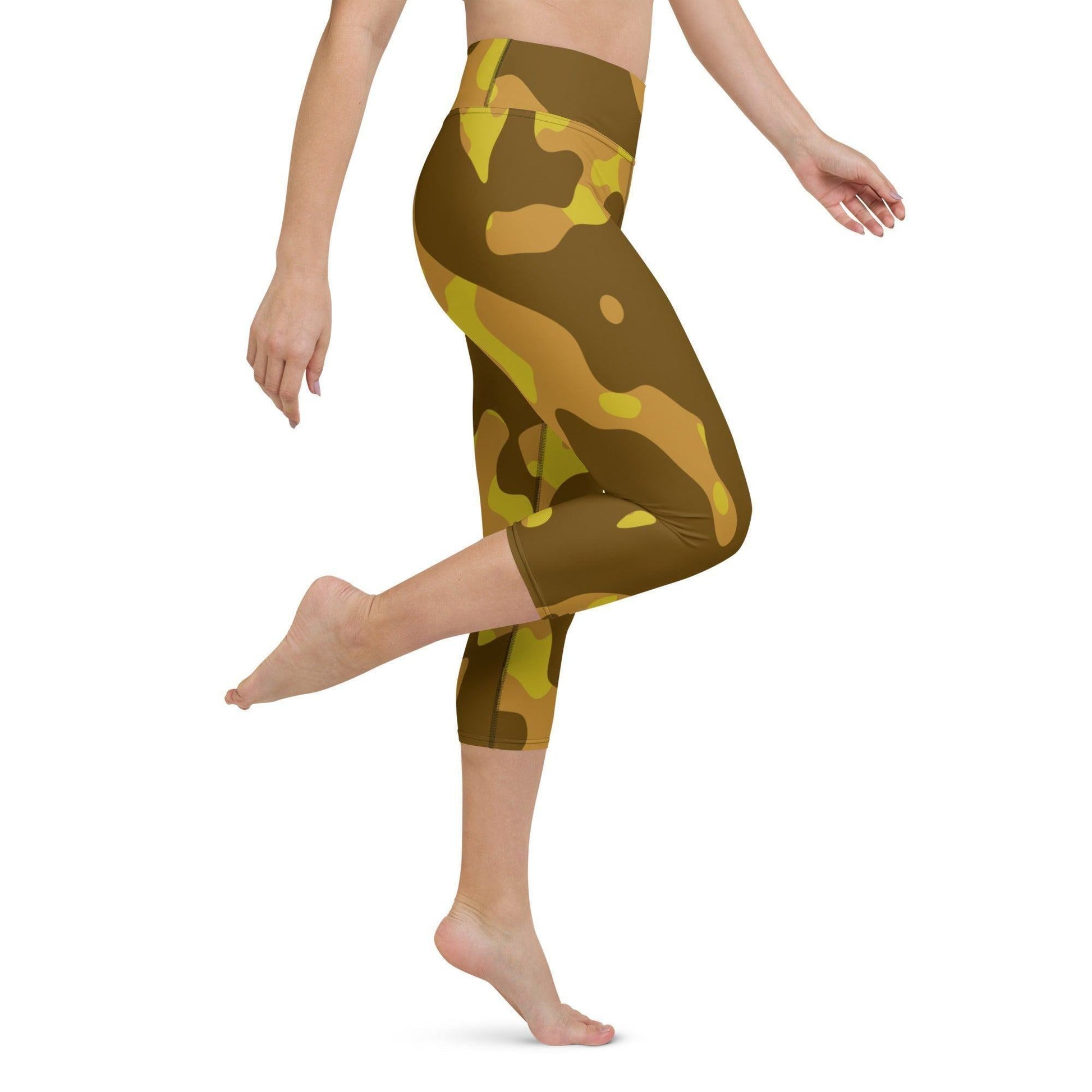 Yellow Camouflage Damen Yoga Capri Leggings Yoga Capri Leggings JLR Design