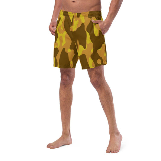 Yellow Camouflage Herren Badehosen Badehose 64.99 Badehose, Badevergnügen, Camo, Camouflage, Elastan, gelb, Herren, Hüftband, Innenfutter, Komfort, Kordelzug, Mann, Muster, Männer, Passform, Pattern, Polyester, Pool, recycelt, Scheuerschutz, See, Tarnmuster, trocknend, Yellow JLR Design