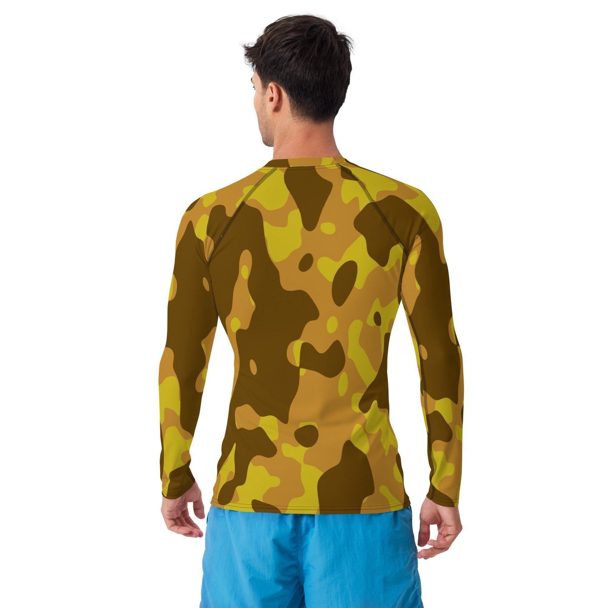 Yellow Camouflage Herren Rash Guard Rash Guard 59.99 4-Wege, Atmungsaktiv, bequem, Camo, Camouflage, Design, Elastan, Fashion, Flachnaht, Gelb, Guard, Hautschutz, Kompression, Langarmshirt, Mode, Männermode, Outdoor, Pattern, Polyester, Rash, Sand, Schwimmen, Sonnenschutz, Sportbekleidung, Strandmode, Stretchstoff, Style, Surfen, Tarnmuster, trocknend, Wassersport, Wind, Yellow JLR Design